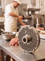 WOLFCUT | Stainless steel meat grinder plates for size 32 | with hub | 4 keyways | durable | 5mm