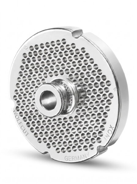 WOLFCUT | Stainless steel meat grinder plates for size 32 | with hub | 4 keyways | durable | 4mm