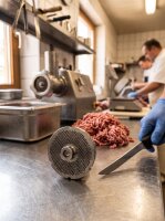WOLFCUT | Stainless steel meat grinder plates for size 32 | with hub | 4 keyways | durable | 2mm
