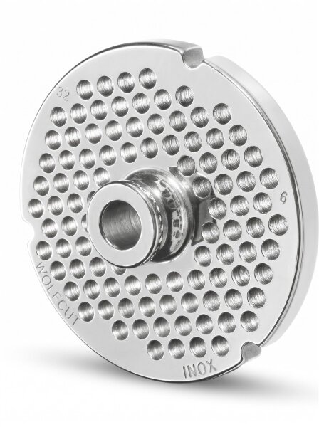 WOLFCUT | RVS gehaktmolenplaten voor maat 32 | met naaf | 3 groeven | duurzaam | 6 mm