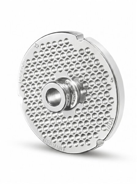 WOLFCUT | RVS gehaktmolenplaten voor maat 32 | met naaf | 3 groeven | duurzaam | 5 mm