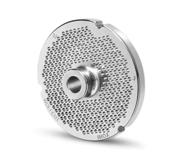 WOLFCUT | RVS gehaktmolenplaten voor maat 32 | met naaf | 3 groeven | duurzaam | 3mm