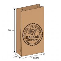 Bakery bags Balkan | 14,5+7x28cm | Brown | Threaded 1000...