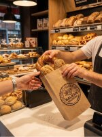 Sachets boulangerie à soufflets Balkan | 14,5+7x28cm | Marron | Enfilés 1000 pièces / paquet
