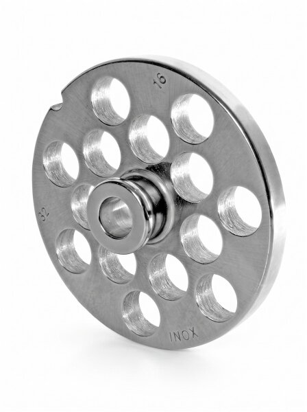 WOLFCUT | Stainless steel meat grinder plates for size 32 | with hub | 1 keyway | durable | 16mm