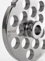 WOLFCUT | Stainless steel meat grinder plates for size 32 | with hub | 1 keyway | durable | 16mm
