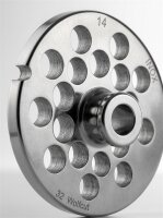 WOLFCUT | Stainless steel meat grinder plates for size 32 | with hub | 1 keyway | durable | 14mm