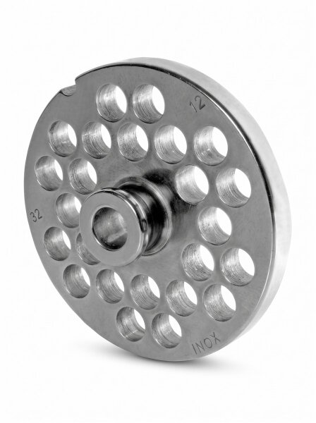 WOLFCUT | Stainless steel meat grinder plates for size 32 | with hub | 1 keyway | durable | 12mm