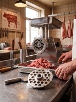 WOLFCUT | Stainless steel meat grinder plates for size 32 | with hub | 1 keyway | durable | 12mm
