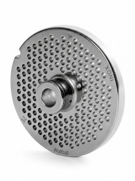 WOLFCUT | RVS gehaktmolenplaten voor maat 32 | met naaf | 1 groef | duurzaam | 4mm