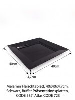 Melamine meat tray | 40x40x4,7cm | Black | Buffet display...