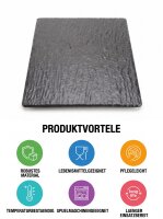 Melamin Fleischtablett | 26,5x32,5x2cm | Schwarz | Slade Effect Board | CODE 459 | Atlas Code 742