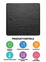 Melamin Fleischtablett | 25,5x25,5x2cm | Schwarz | Slade Effect Board | CODE 455