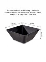 Bol carré en mélamine | 30x30x12,5cm | Noir...