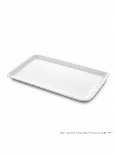 Melamin Fleischtablett | 36x21x2cm | Weiß | Avanos Präsentationsplatten | CODE 484