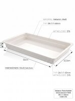 Melamin Fleischtablett | 53x32,5x6,5cm | Weiß | GN...