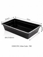 Melamin Fleischtablett | 53x32,5x6,5cm | Schwarz | GN 1/1...