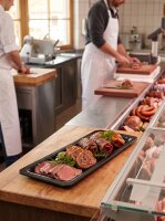 Melamine meat tray | 52x16x2cm | Black | GN 2/4 20mm | CODE 619 | Atlas Code 769