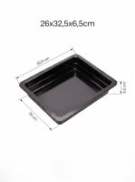 Melamine meat tray | 26x32,5x6,5cm | Black | GN 1/2 65mm...