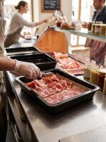 Melamine meat tray | 26x32,5x6,5cm | Black | GN 1/2 65mm | CODE 575 | Atlas Code 777
