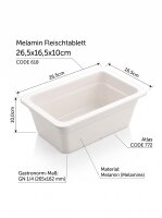 Melamine meat tray | 26,5x16,5x10cm | White | GN 1/4...