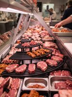 Plateau de présentation à gradins pour viande en plastique ABS | 80x80+5+10cm