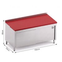 Stainless steel table / cutting table with sliding door |...