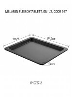 Melamine meat tray | 26x32,5x2cm | Black | Gn 1/2 20mm |...