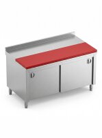 Stainless steel table / cutting table with sliding door |...