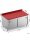Stainless steel table / cutting table with sliding door | 10cm raised edge and fully red top | 170x60x85cm