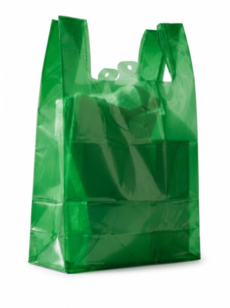 Sacs bretelles | Couleur vert |  HDPE en liasse | 30+20x60cm | Carton principal 1000 pcs (10x100)