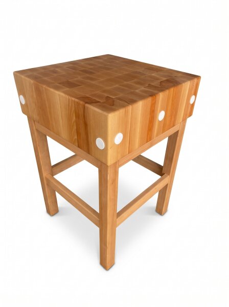 Metzger Hackblock aus massivem Buchenholz | 50x50x90cm | mit Untergestell