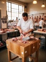 Metzger Hackblock aus massivem Buchenholz | 60x60x90cm | mit Untergestell