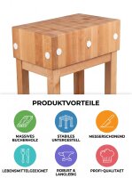 Butchers chopping block made of solid beech wood | 50x70x94cm | with base frame