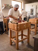 Butchers chopping block made of solid beech wood | 50x70x94cm | with base frame