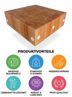 Slagershakblok van massief beukenhout | 50x50x20cm | zonder onderstel