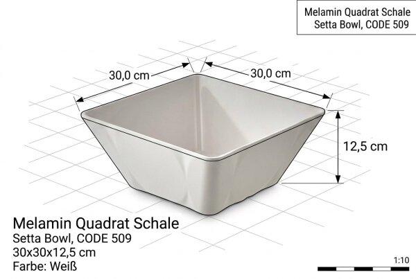 Melamin Quadrat Schale | 30x30x12,5cm | Weiß | Setta Bowl | CODE 509